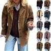 Generic Giacche in pelle scamosciata per donna UK, smart casual, oversize, con bottoni, a maniche lunghe, in ecopelle, stile Y2k, abbigliamento autunnale, con tasche, A01-nero, L