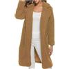 Generisch Teddy, cappotto da donna in peluche, foderato, lungo, con colletto alto, in lana, fodera in pile, per le mezze stagioni, tinta unita, in pile Teddy Rhermo, marrone, M