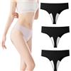 Generisch Styled Chic Invisible Tanga, Tanga senza cuciture da donna, biancheria intima senza cuciture per tutti i tipi di corpo, comfort traspirante tutto il giorno, 3-nero, M