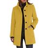 Generisch Elegante cappotto da donna in misto lana con chiusura a bottoni, colletto alto, a maniche lunghe, per moda invernale, giallo., M