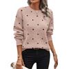 shownicer Maglione Donna Scollo a Rotondo Maglione A Maniche Lunghe Elegante Chic Pullover a Pois Casual Moda Sweater Top per Autunno Inverno A Rosa XL