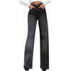 HAOLEI Jeans Leopardati Donna,Larghi con Strass Vita Alta Jeans Leopardo Pantaloni Gamba Larga Hip Hop Fashion Pantaloni 2025 Offerte Oggi Maculato Leopardato Donna Casual Primaverili Vintage Leopard Pants