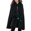 Generisch - Mantello da donna con cappuccio, poncho, cappa medievale, tinta unita, sciolto, mantello con cappuccio resistente al vento, mantello a maniche lunghe, casual, abbigliamento esterno, trench