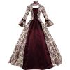 MaNMaNing Abito Lungo Elegante Stile Medioevale Donna Costume Storico Vittoriano con Pizzo per Carnevale Festa Rinascimentale Halloween
