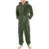 Generic Tuta pigiama da uomo con cappuccio - Pigiama in pile teddy, tuta lunga da notte morbida, pigiama con cappuccio da uomo tutto in uno, tuta da uomo invernale calda in pile teddy con cerniera, tuta