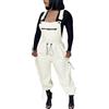 Generisch Tuta in pile da donna, con spalline larghe, invernale, soffice, salopette, pantaloni da jogging, tuta con tasche, tuta da donna estiva sexy, bianco, L