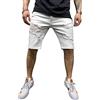 Oanviso Pantaloncini in Denim da Uomo Estate Pantaloncini a Jeans Pantalone Corto Vintage Strappati Shorts Bermuda Badge Shorts Jeans 1/2 Pantaloni Traspirante Slim Fit A BiancoM