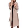 NZYIHAO Trench lungo da donna elegante tinta unita cappotto di lana a maniche lunghe, giacca invernale sottile, giacca a vento con cintura, autunno inverno, giacca a vento, beige., s