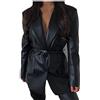 LJHH Giacca in pelle da Giubbotto Ecopelle Donna con tasca finta collo larg Giubbino Similpelle Donna Manica Lunga Giubbotto con Cerniera Cappotto da Motociclista Giacche Biker Giacchetto