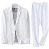 Generic Completo da Uomo 2 Pezzi Slim Fit in Lino e Cotone, Giacca da Smoking con Coulisse e Pantaloni Estivi, Completo Ballo, Matrimonio, per Uomo, Bianco XX Large