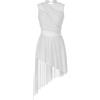 Miutii Vestito Pattinaggio Artistico Donna Senza Maniche Abito Ballo Scintillante con Grembiule Asimmetrico Vestito Danza Lirica Abbigliamento Danza Moderno E Bianco M