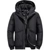 FULBHPRINT Piumino d'anatra bianco invernale da uomo casual cappotto in piuma d'oca cappuccio spesso caldo impermeabile Parka, Nero , M