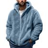 Generisch Teddy - Giacca da uomo con cappuccio, in pile, da uomo, invernale, taglie grandi, in flanella, leggera, con calda imbottitura, per casual e tutti i giorni, Blu, 5XL