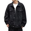 Janly Giubbino Estivo Uomo Giubbotto Estivo Uomo Cappotto da giacca in denim tinta unita con colletto rovesciato a maniche lunghe casual autunno inverno da uomo Uomo Jeans Jacket Giubotto (Purple, M)