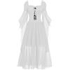 Generic Abito gotico da donna, maniche a tromba, abito medievale, sexy, vintage, con lacci, taglio fluido, Halloween, costume chic corte rinascimentale, carnevale, cosplay, Patchwork cocktail party, bianco, M