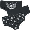 Gothicana by EMP Donna Intimo Nero a Tre Pezzi con Motivo Gotico L