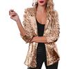 Generic Giacca bomber da donna con paillettes glitterate a maniche lunghe, giacca da aviatore, giacca da motociclista - Giacca da donna con paillettes glitterate stile hiphop a maniche lunghe, giacca bomber