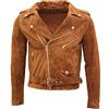 Infinity Leather Giacca da Motociclista da Uomo in Pelle Scamosciata Marrone Chiaro Brando 2XL