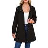 Generico Cappotto Primaverile Donna Elegante, Trench Donna Lungo Primaverile, Parka Nero Giacche Spolverino Giacca Antivento Giubbotto Con Zip
