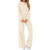 MASCOMODA Set Tuta da Donna Autunnale in Due Pezzi, Top a Manica Lunga con Girocollo, Pantaloni a Gamba Larga, Set Casual per Viaggi e Tempo Libero, Marrone, XX-Large