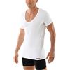 ALBERT KREUZ Deep-V - Canottiera intima da uomo in cotone biologico a maniche corte, bianco, M