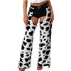 TiaoBug Pantaloni Mucca Stampato Donna Costume Cowgirl Occidentale Pantalone Cowboy Wild West Pantaloni a Gamba Larga Dalmata Costumi Carnevale Festa di Halloween Nero Bianco M