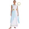 Mufeng Abiti da Festa della Dea Greca Atena Donna Vestito Antica Romana Toga Vestito per Danza Contemporaneo Lirica Costume di Carnevale Halloween Natale Champagne A M
