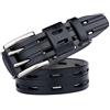 MYIESAXL Cintura in Pelle da Uomo Cintura in Pelle da Uomo con Doppio Perno Largo 38 mm Cintura in Pelle con Fori Rettangolari Cuciti Cintura per Jeans, Pantaloncini Casual, Tute, Pantaloni da Lavoro