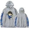 LKY STAR Blue Lock Felpa con Cappuccio Anime Soccer, Design Manga Sportivo, Bianco Nero e Grigio con Stampa Blu,Cosplay Sweatshirt per Ragazzi Ragazze