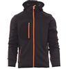 PAYPER Trip Giacca Softshell Uomo da Lavoro 100% Poliestere Chiusura Zip con Cappuccio Tasca al Petto Steel Grey Melange/Nero-Arancione Fluo (XL)