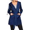 Goolecrimp Impermeabile Leggero da Donna Impermeabile Traspirante con Cappuccio Impermeabile Moda Autunnale Tendenza Antivento Giacca con Cerniera con Tasche (Blu Navy,XXL)