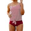 bgyujn Bikini da donna Split Sling Striped stampato annodato sexy alla moda ragazzo 92, Colore: rosso, L