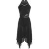 Oyolan Abito da Donna per Danza Latina, con Paillette Asimmetrico, per Salsa, Rumba, Chacha, Tango, Scintillante, Costume da Spettacolo, S-XXL, B Blu marino, M