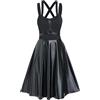 COOKOE Gotico O Ring In Similpelle Croce Indietro Abito Donna Senza Maniche Punk Imbracature Vestito Da Partito Nero