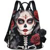 Yoogain Stile gotico messicano Sugar Skull Girl Zaino alla moda per viaggio multiuso zaino impermeabile per le donne per lo shopping quotidiano universitario con portachiavi Pom-pom