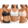 Vertvie Reggiseno Senza Ferretto Cuciture Donna Push Up Bralette con Cuscinetti Rimovibili Reggiseno Cinghie Regolabili Reggiseno (2 PCS Nero+Pelle,M)