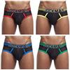 JOCKMAIL 4 pz/confezione sexy da uomo slip da uomo intimo da uomo slip sexy mutande in pizzo maschile, Rosso+giallo+blu+verde, XL