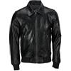 Xposed Giacca da Motociclista da Uomo, in Vera Pelle, Stile retrò, Slim Fit, Colore Nero Colletto Bomber M