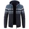 Generic Uomo Inverno Maglione Giacca Moda Manica Lunga Plus Velluto Spessa Cappuccio Con Diamante Blocco Pulli Maglione Giacca Offerte Flash Oggi, Blu, XXL