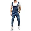 FANSU Salopette da Uomo con Jeans, Tuta di Jeans Strappati Moda Lavaggio Rotto Tasca Pantaloni Reggicalze Pantaloni Casual da Elasticizzato (2XL,Blu scuro)