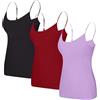 Generico Canotte Donna con Reggiseno Incorporato Cotone Curvy Canotta con Reggiseno Leggera Comodo Canottiere Intimo con Spalla Stretta Taglia Forte Base Traspirante Maglietta Senza Maniche 3 Pezzi