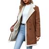 KBOPLEMQ Giacca invernale da donna, lunga con calda imbottitura, cappotto invernale, elegante colletto in pelliccia, giacca in pile scamosciato, cappotto da donna, in pile Teddy, interno in pelliccia