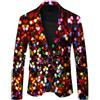 Duohropke Vestito glitterato per uomo con paillettes giacca smoking giacca slim fit argento festivo glitter blazer tempo libero giacca da uomo festa costume carnevale, multicolore, XL