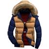 Generico Uomo Cappotto Invernale Corto vestiti di cotone Caldo E Spesso con Cappuccio in Pelliccia Sintetica Giacca Outdoor Giubbotto
