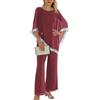 shownicer Completo Donna Elegante Tailleur 2 Pezzi Set Completi di Pantaloni da Cerimonia Due Pezzi Set Taglia Grande Abbigliamento per Business e Matrimoni A Vino Rosso M
