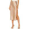 Odizli Gonna in raso da donna con spacco, elegante, vintage, estiva, a vita alta, elastica, a linea midi, grigio., XL