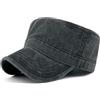 Masktide Oversize XXL Mens Cotone Lavato Militare Cadetto Army Caps Basic Everyday Donna Classico Stile Vintage Flat Top Cappelli, Nero, XL/XXL