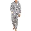 YOSUWOAI Tutina natalizia strampelanzug pigiama intero da uomo in flanella pile, tuta da casa jumpsuit alla moda, onesie a maniche lunghe, pigiama intero invernale imbottito termico homewear overall
