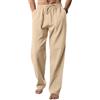 EndoraDore Pantaloni Uomo Lino e Cotone Taglio Dritto Comodo Elasticizzato Casual Chino Tasca Laterale Verde L