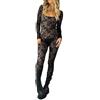 JEKKAH - Body da donna con scollo quadrato in pizzo trasparente, a maniche lunghe, streetwear aderente, tuta a vestito in un pezzo 2023 Nuovi abiti autunnali (colore: schwarz, taglia: L)